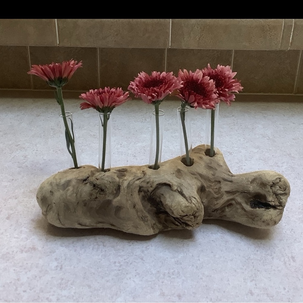 Driftwood Art, Driftwood Flower Vases, Stand , Driftwood Coastal Art